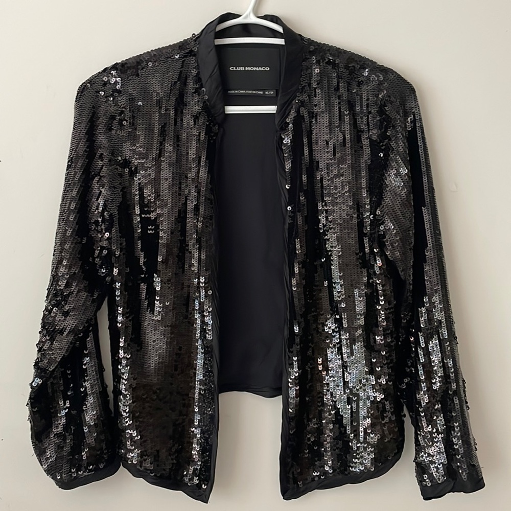 Vintage Club Monaco black sequinned bolero jacket Size XS